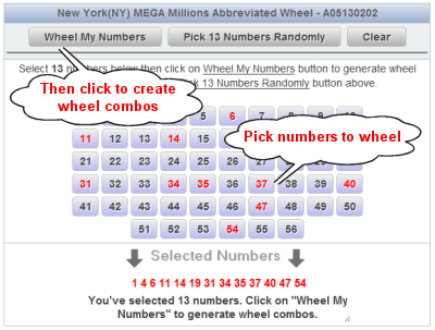 Texas Cash Five Lotto Wheels Number Selection Sample